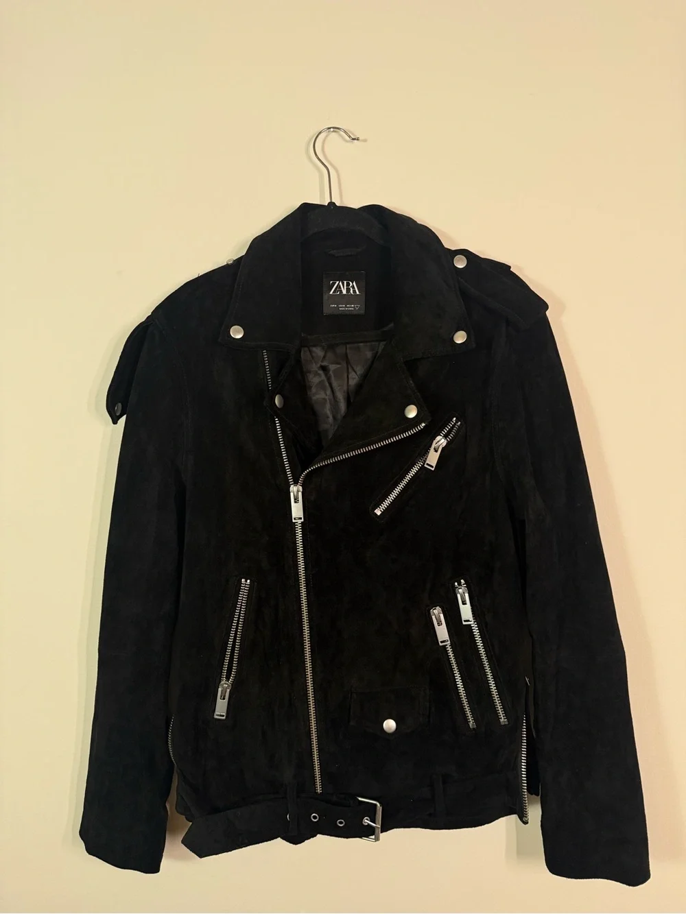 ZARA Black Suede Moto Biker Jacket